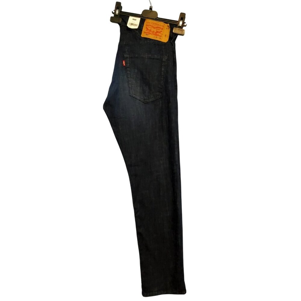 NEW Levis 501 Original Fit 30x32 100% Cotton Dark Wash Denim Jeans Black Button - Picture 4 of 11